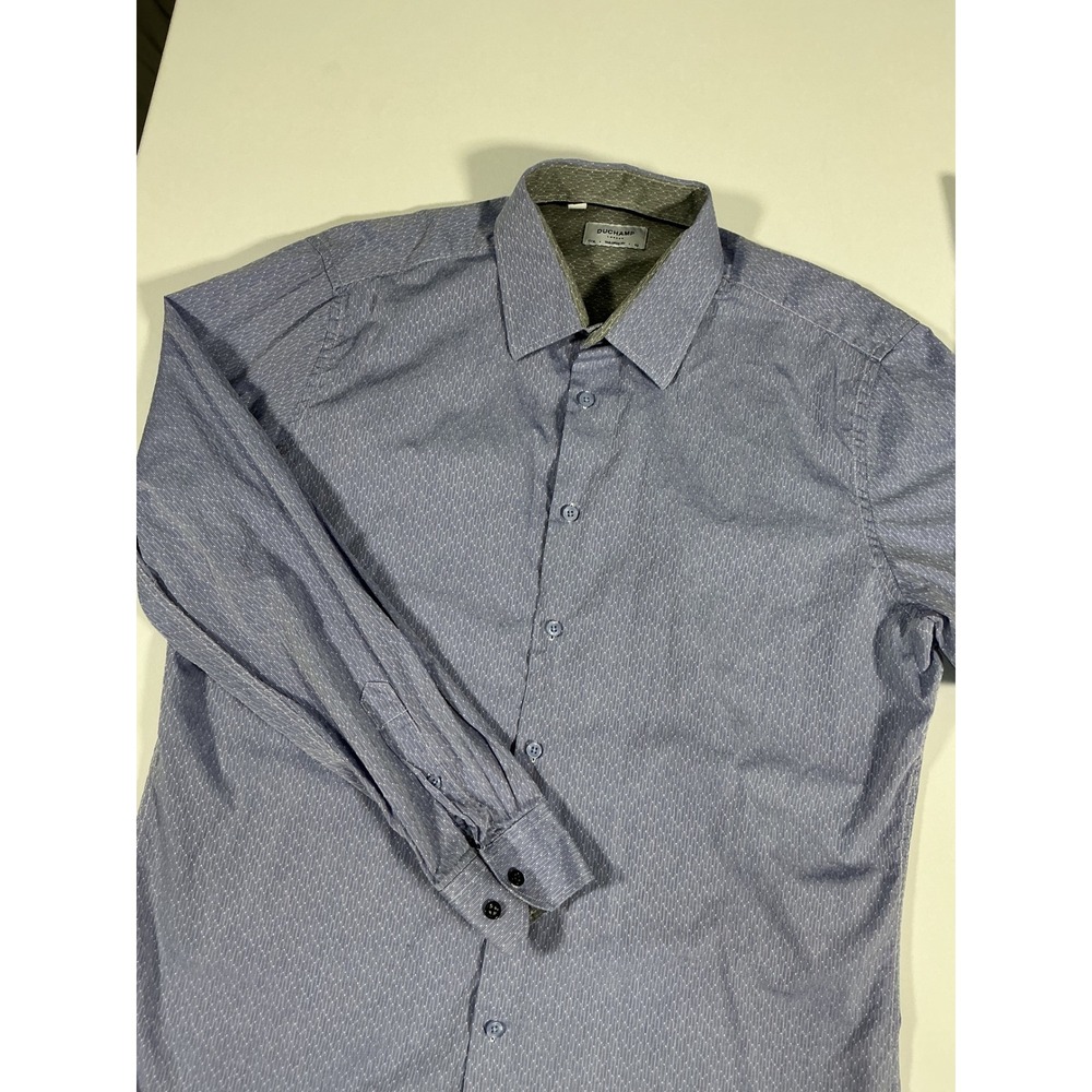 Duchamp London Purple Textured Dress Shirt Long Sleeve Size 17 XL 43